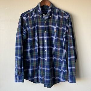 Ralph Lauren Navy Green Classic Fit Plaid Button-Down Shirt Men’s Large